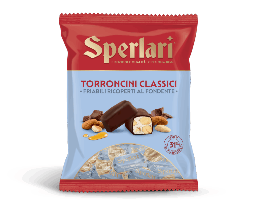 Torroncini Bianchi I torroncini bianchi Sperlari, classici o teneri, con mandorle e pistacchi selezionati, rappresentano il perfetto incontro tra tradizione e golosità.