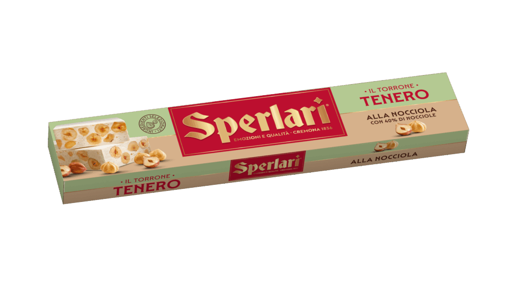 Torrone Bianco - Tenero alla Nocciola Ingredienti: nocciole 40%, sciroppo di glucosio-fruttosio, zucchero, miele, ostie , albume d'uovo, aroma naturale di limone, aroma.