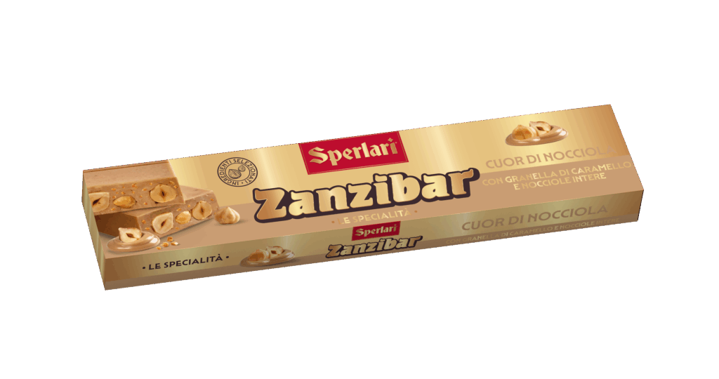 Torrone Nocciolato Specialità Zanzibar - Cuor di Nocciola CON GRANELLA DI CARAMELLO E NOCCIOLE INTERE