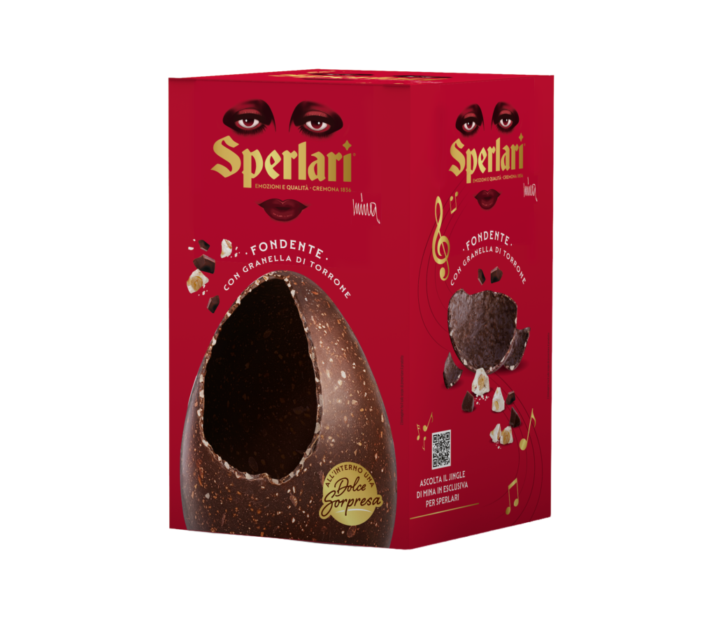 Ingredienti dell’uovo: cioccolato fondente , granella di torrone 20% (nocciole,